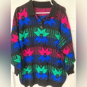 Vintage 80s or 90s neon sparkle knit sweater